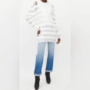 Balmain white metallic knit sweater S